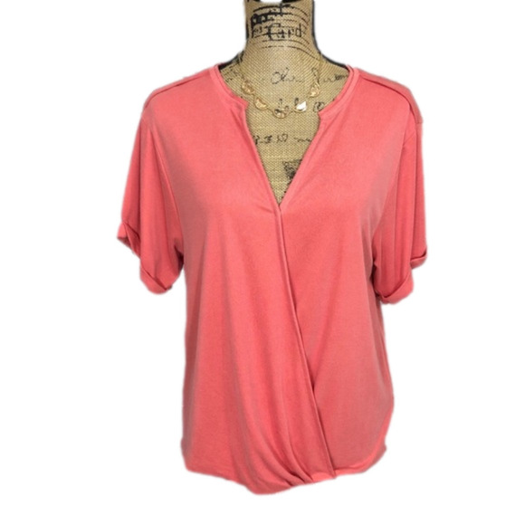 ANTHROPOLOGIE-SATURDAY Sunday Coral Surplice Top - Picture 1 of 8